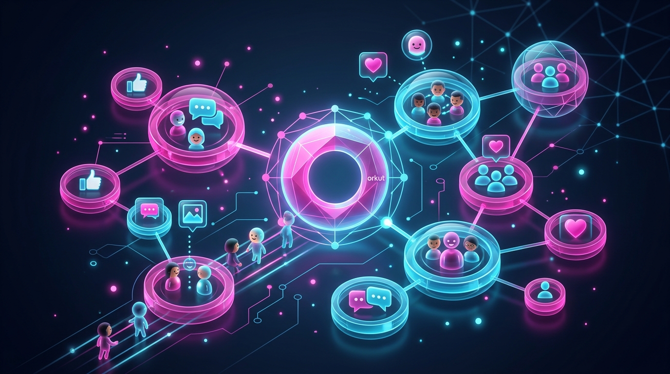 Conceito visual da volta do Orkut e conexões em comunidades